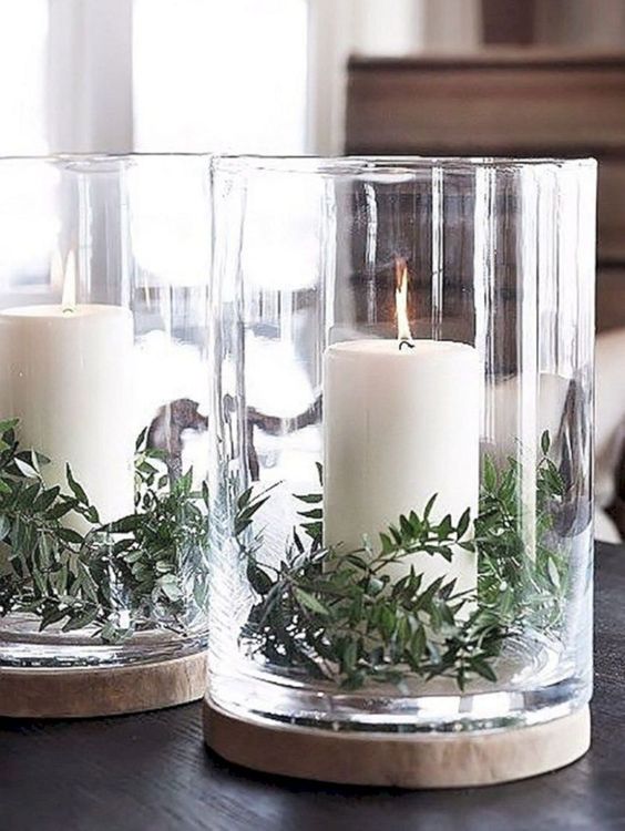 Candle & Greenery Vase Centerpiece Decor