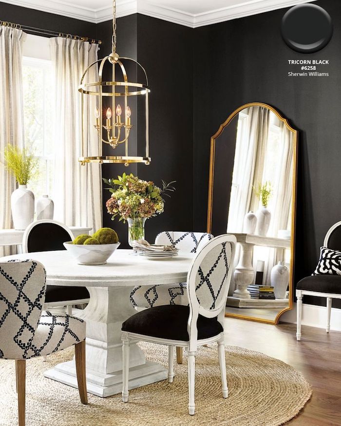 Sherwin Williams Tricorn Black dining room. It's one of the most popular TOP 50 paint colors at Sherwin Williams! 