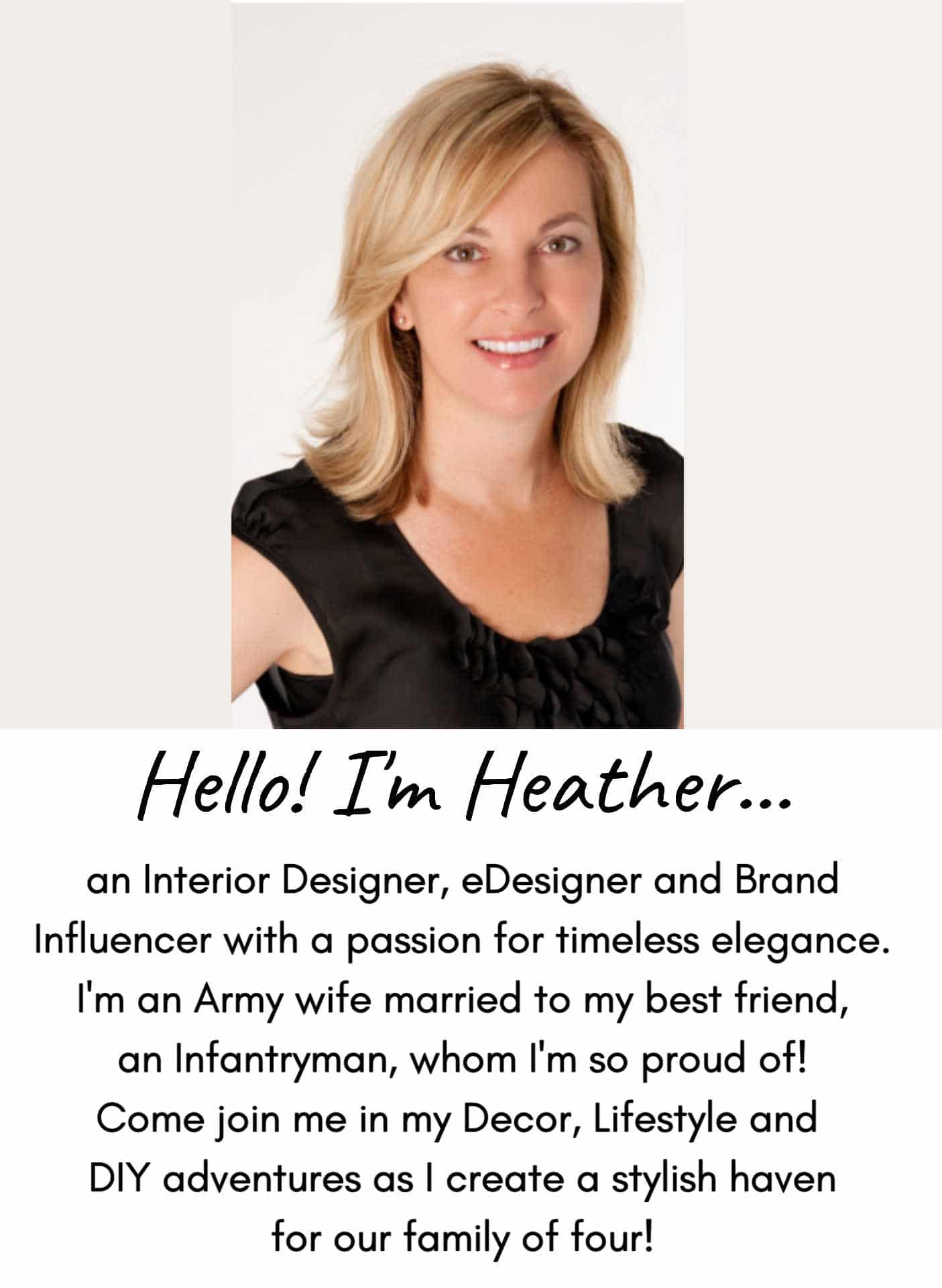 Hello! I'm Heather - Interior Designer and Influencer at SettingforFour.com! Join me in my DIY, Design and Lifestyle Adventures!