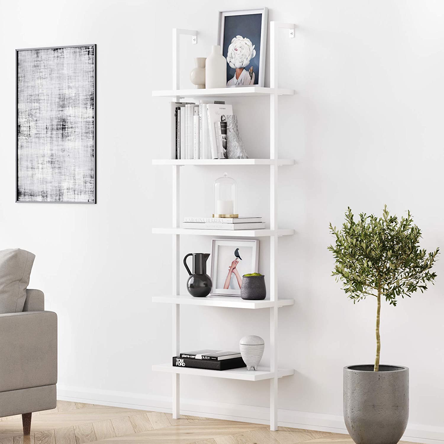 Nathan Lane wall mounted bookshelf for a bedroom, family room or bedroom. 