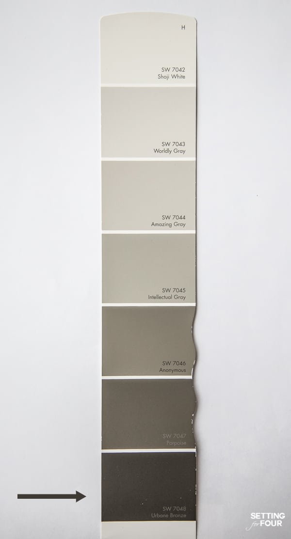 Sherwin Williams Urbane Bronze SW 7048 - gray paint color strip 
