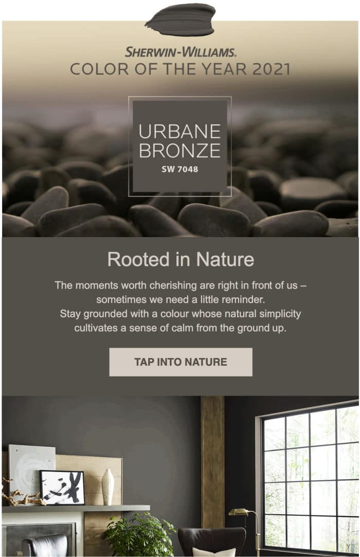 Color Of The Year 2021 Sherwin Williams Urbane Bronze SW 7048