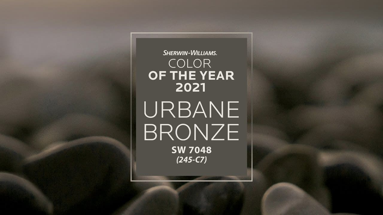 Color Of The Year 2021 Sherwin Williams Urbane Bronze SW 7048 - it's undertone and see it in real spaces!