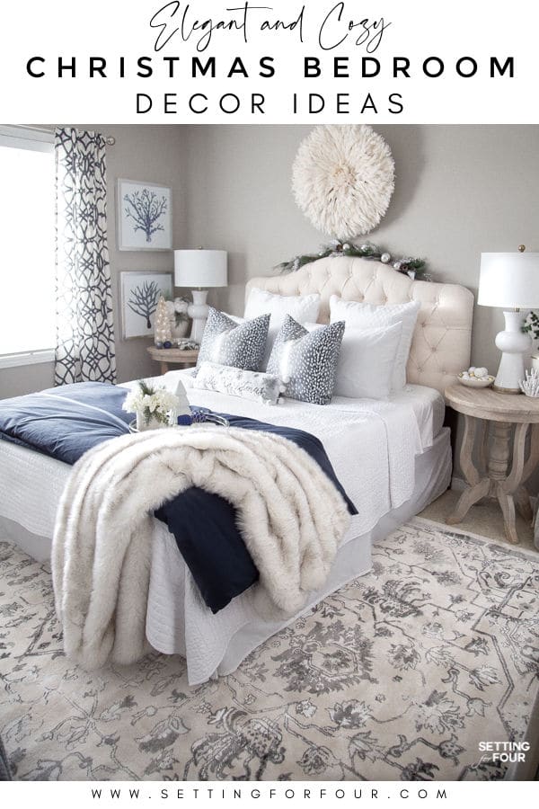 Elegant and Cozy Blue and White Christmas Bedroom Decor Ideas! 