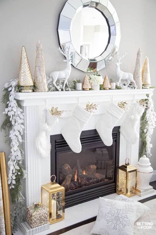 Modern Glam Elegant Christmas Mantel Decor Ideas.