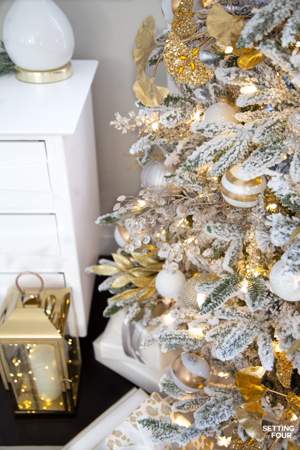 Glamorous Crystal, Gold and White Flocked Christmas Tree Sprays, Stems and Picks!