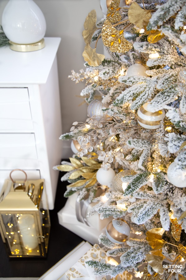 Glamorous Crystal, Gold and White Flocked Christmas Tree Sprays, Stems and Picks!