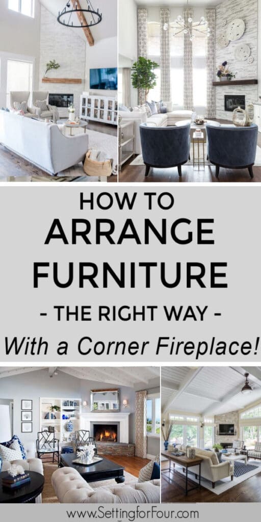 How To Arrange Furniture With A Corner Fireplace - Setting For Four ...
