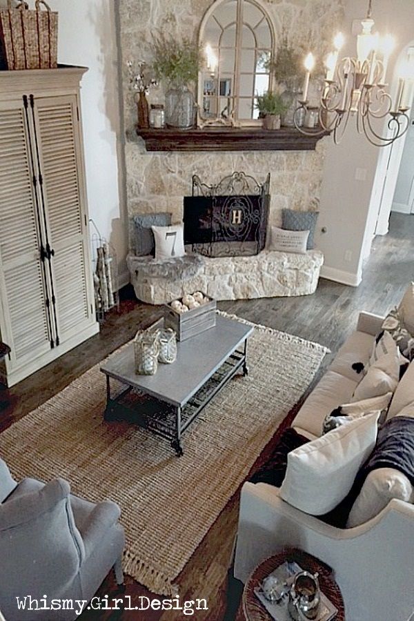 Narrow living room layout with corner fireplace and tv