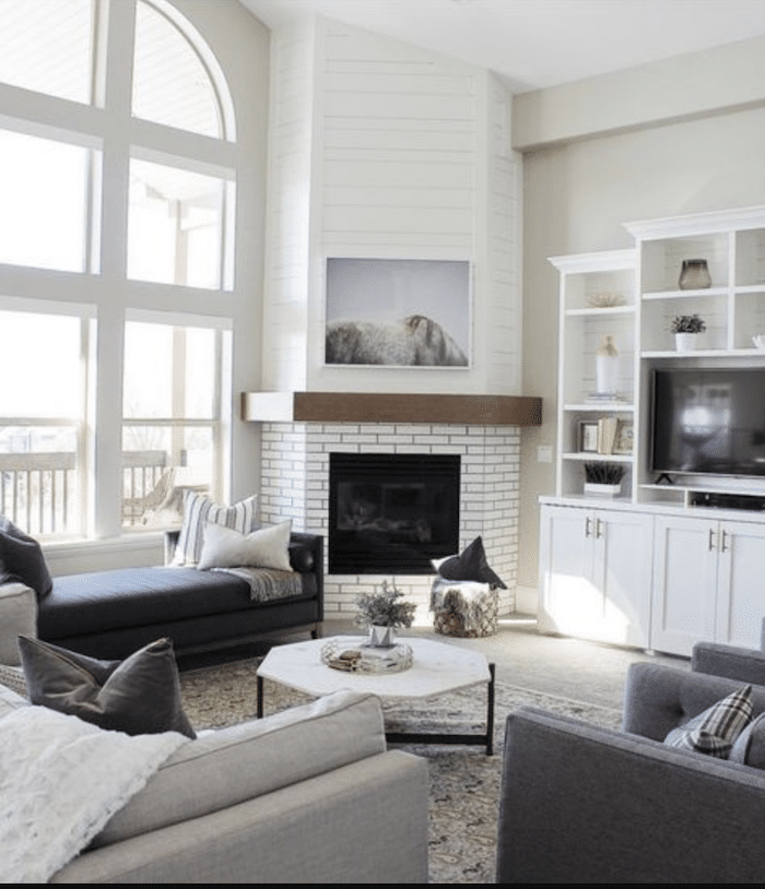 How To Arrange Living Room Furniture Around An Awkward Corner Fireplace. Interior Design Ideas from a Designer.