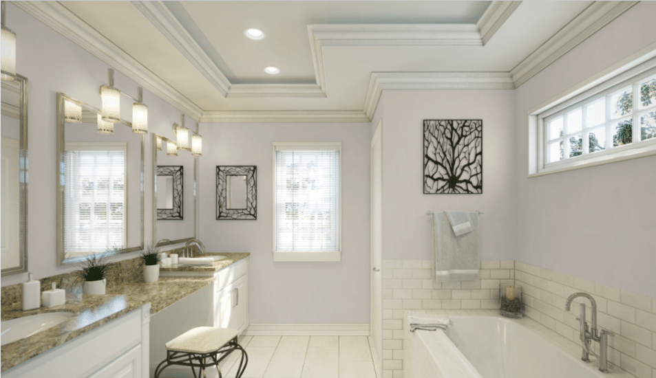 SW Agreeable Gray bathroom paint color.