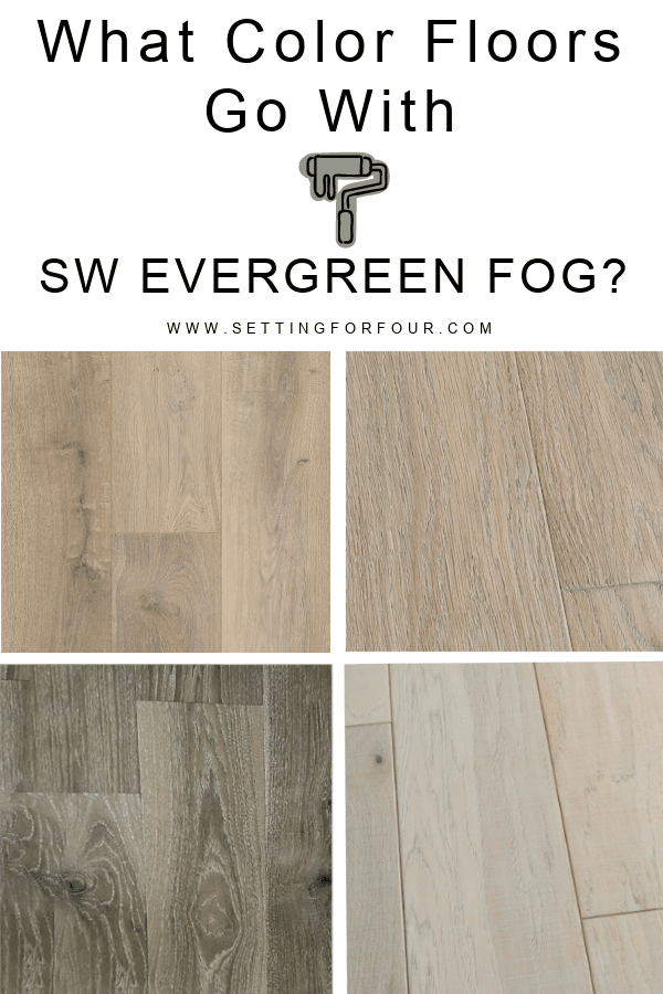 See the Flooring Colors That Coordinate with SW Evergreen Fog 9130. Hardwood, tile colors. Interior design inspiration.