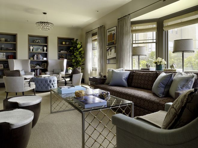 Long living room furniture arrangement Idea