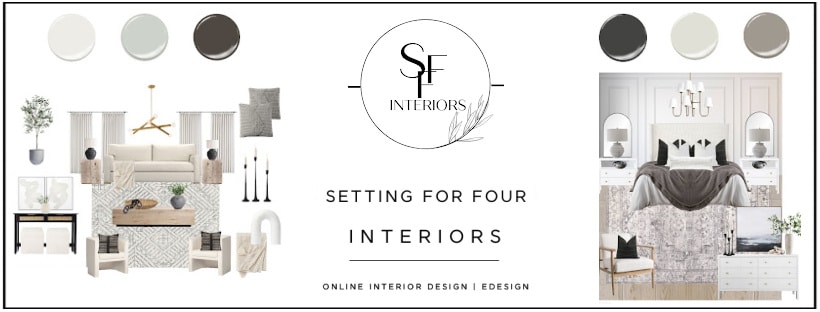 Online Interior Design & Paint Color Services EDesign - Setting For Four Interiors. Furniture layout, room design, furniture selection, exterior design.