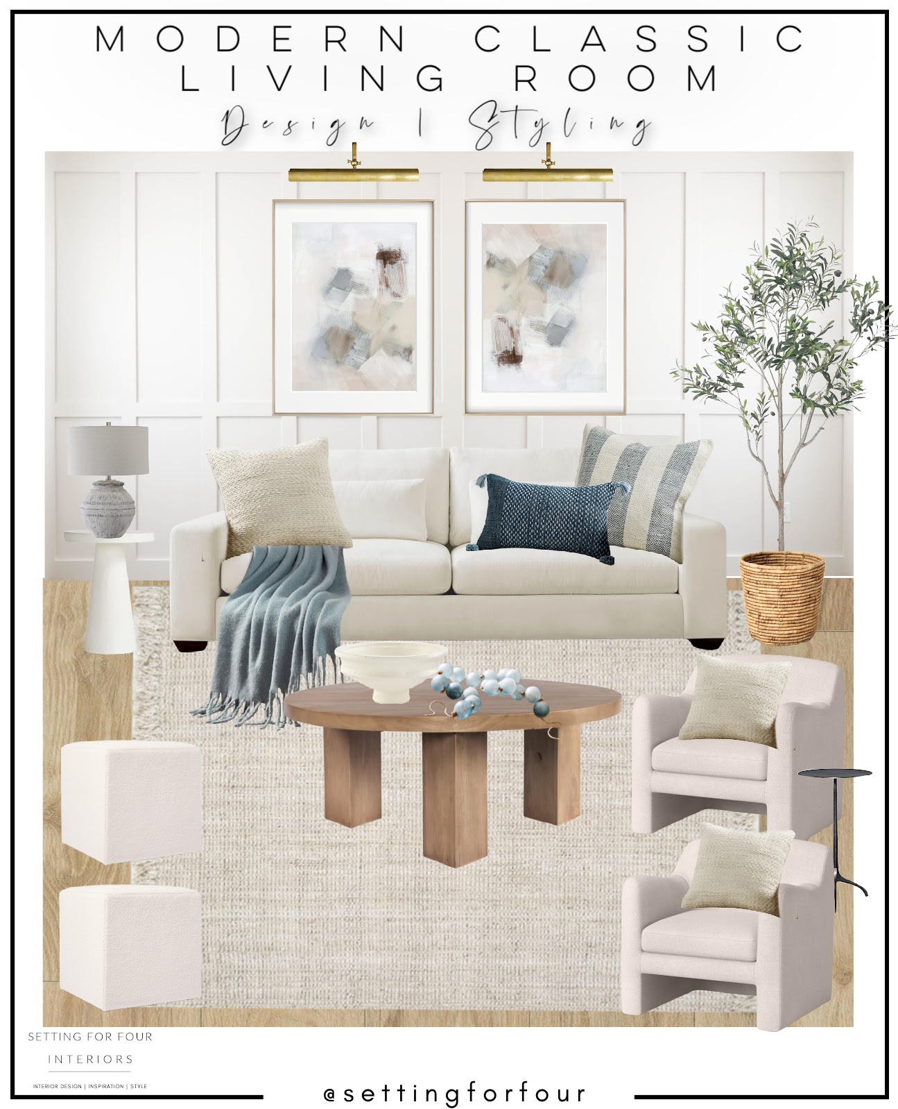 E-Design Modern Classic Living Room. Design & Styling Ideas