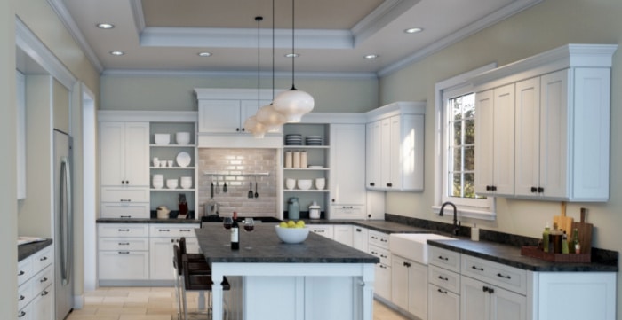 Kitchen walls painted Repose Gray