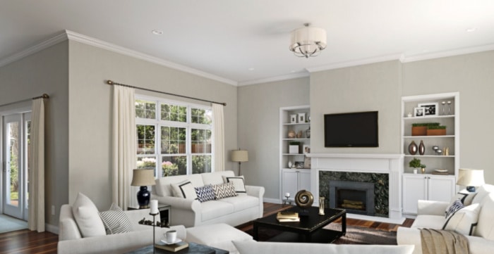 Sherwin Williams Repose Gray living room paint color