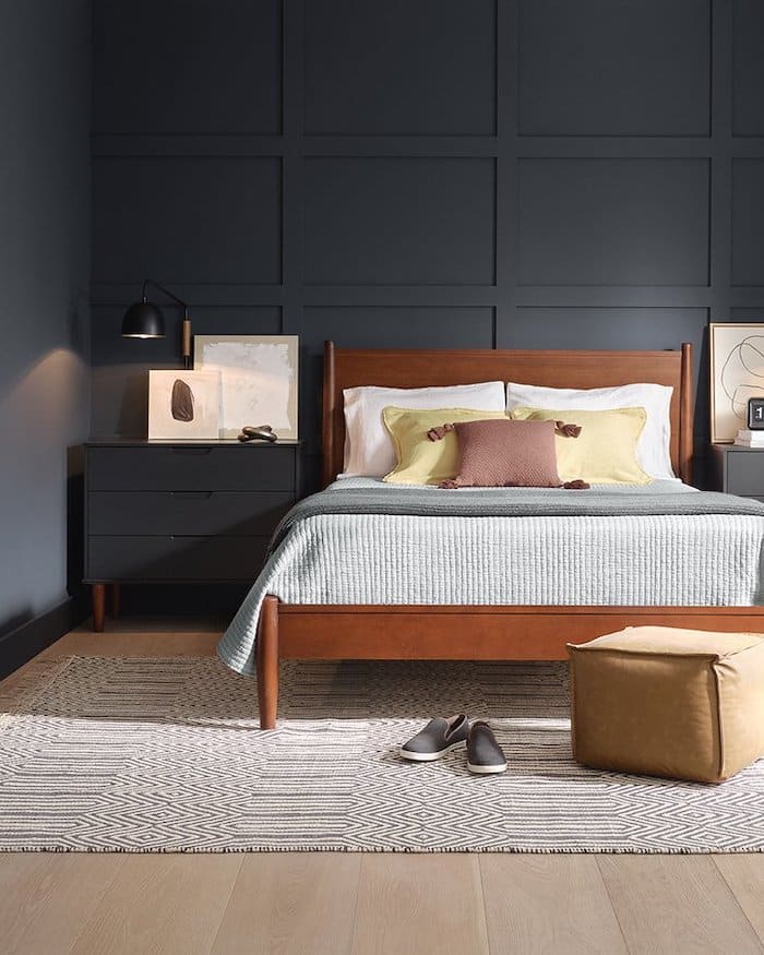 Modern Bedroom With Black Walls. How to pick paint colors for the home.