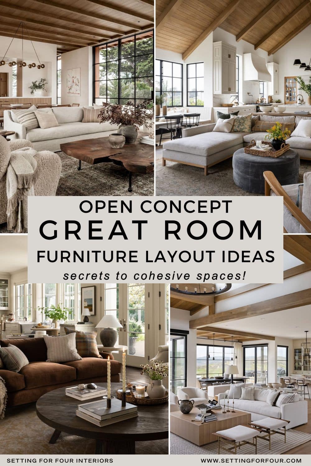 Open Concept Great Room Furniture Layout Ideas - Secrets To Cohesive Spaces , design advice from a Designer and True Color Expert, online interior design consults, virtual design services, furniture selection and layout plans, renders, modern, transitional, minimalist, Pottery Barn style, earthy, neutral color palette, cozy home, new build home ideas, 2025 trends, moody, white, black, brown, gray colors