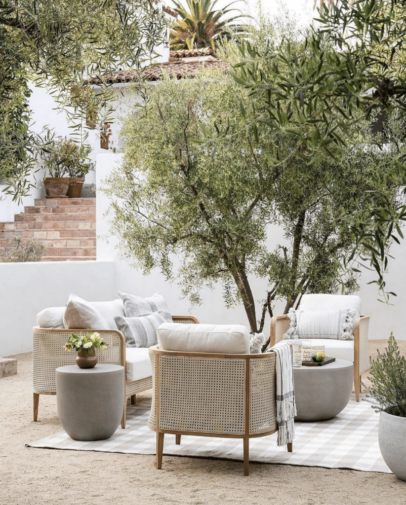 How to create an outdoor room on a budget. Outdoor furniture and decor ideas for a high-end look. How to make your outdoor space look expensive.