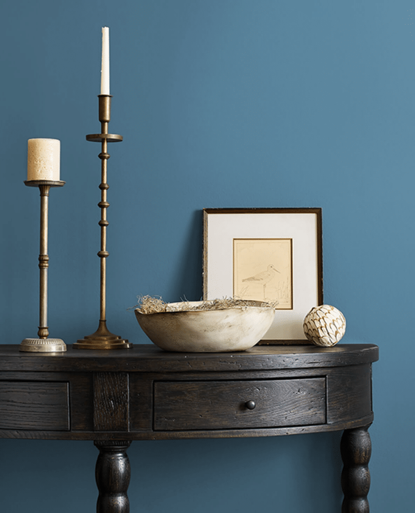 Sherwin Williams Inky Blue paint color idea for a bedroom, bathroom or laundry room. Tranquil blue paint color ideas from a Designer & True Color Expert!