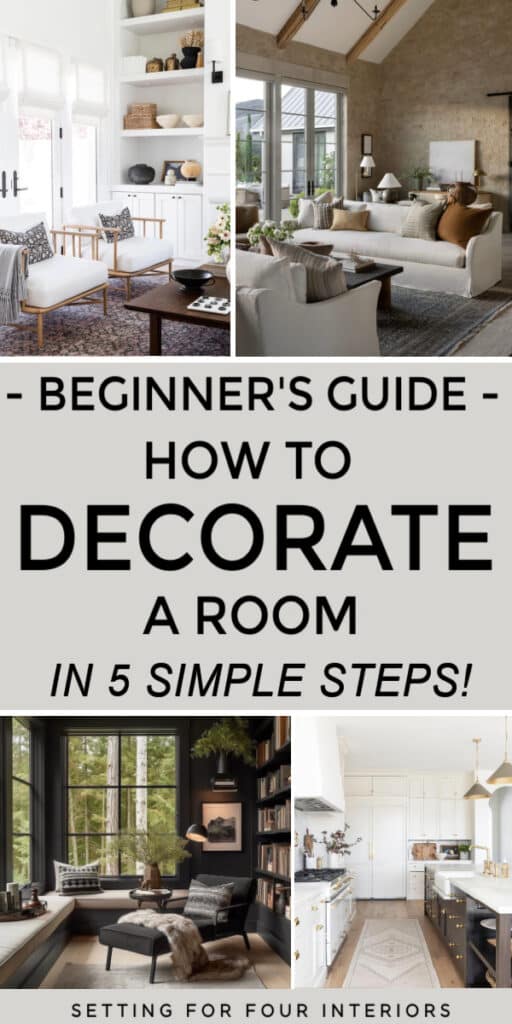 Beginners Guide - How To Decorate A Room in 5 Simple Steps from a Designer and True Color Expert. Setting For Four Interiors. Virtual Interior Design and Paint Color Services.