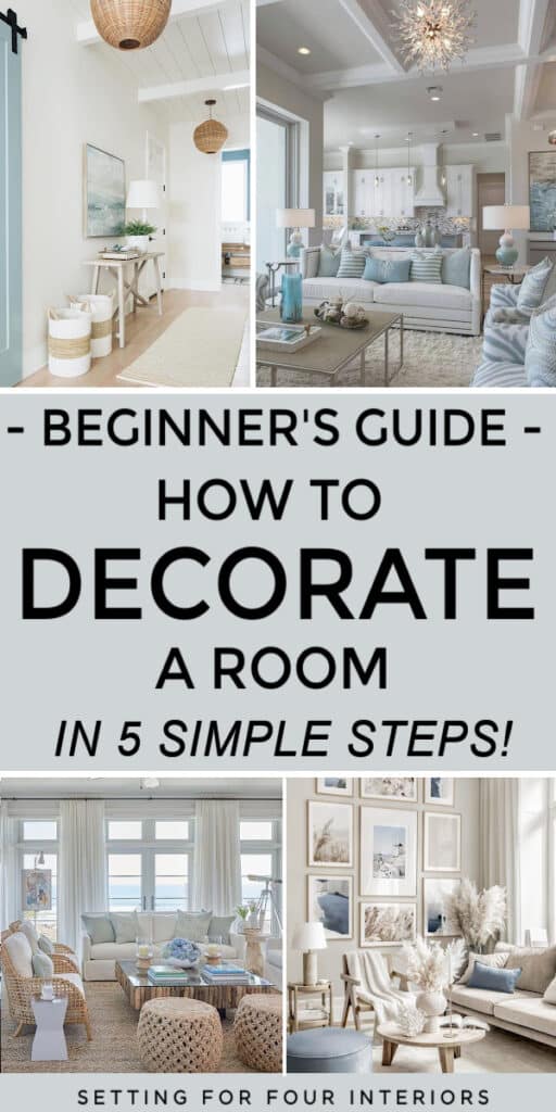 Beginners Guide - How To Decorate A Room in 5 Simple Steps from a Designer and True Color Expert. Setting For Four Interiors. Virtual Interior Design and Paint Color Services.