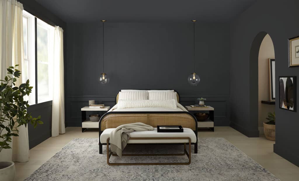 Behr Cracked Pepper Bedroom Wall Color - elegant, relaxing paint color
