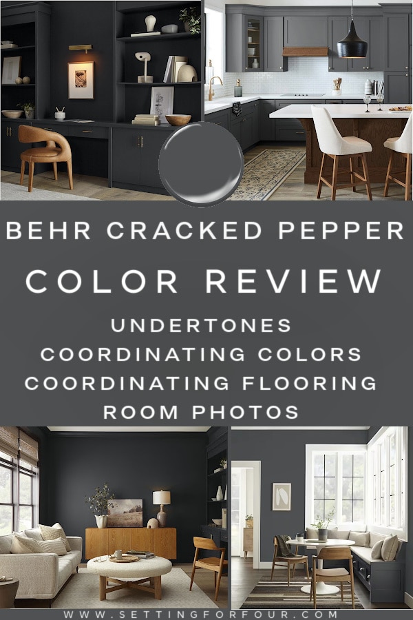 Behr Cracked Pepper Color Review - undertones, coordinating paint colors, flooring colors, room photos. Paint color inspiration.