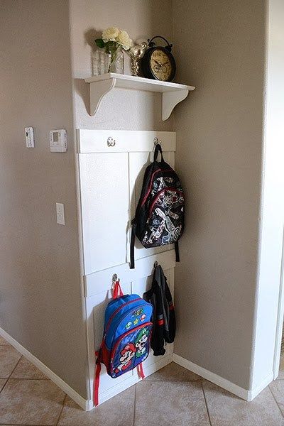 Backpack Storage Ideas when you have no entryway and walk right into the living room. Kids backpack storage ideas.