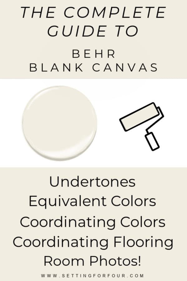 Behr Blank Canvas Complete Paint Guide - undertones, equivalent colors, coordinating colors, and room photos.