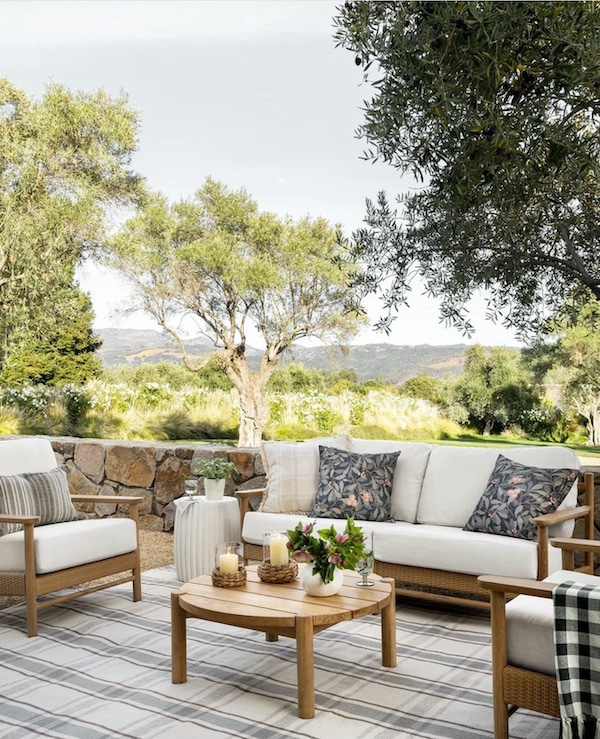 How to create an outdoor room on a budget. Outdoor furniture and decor ideas for a high-end look.