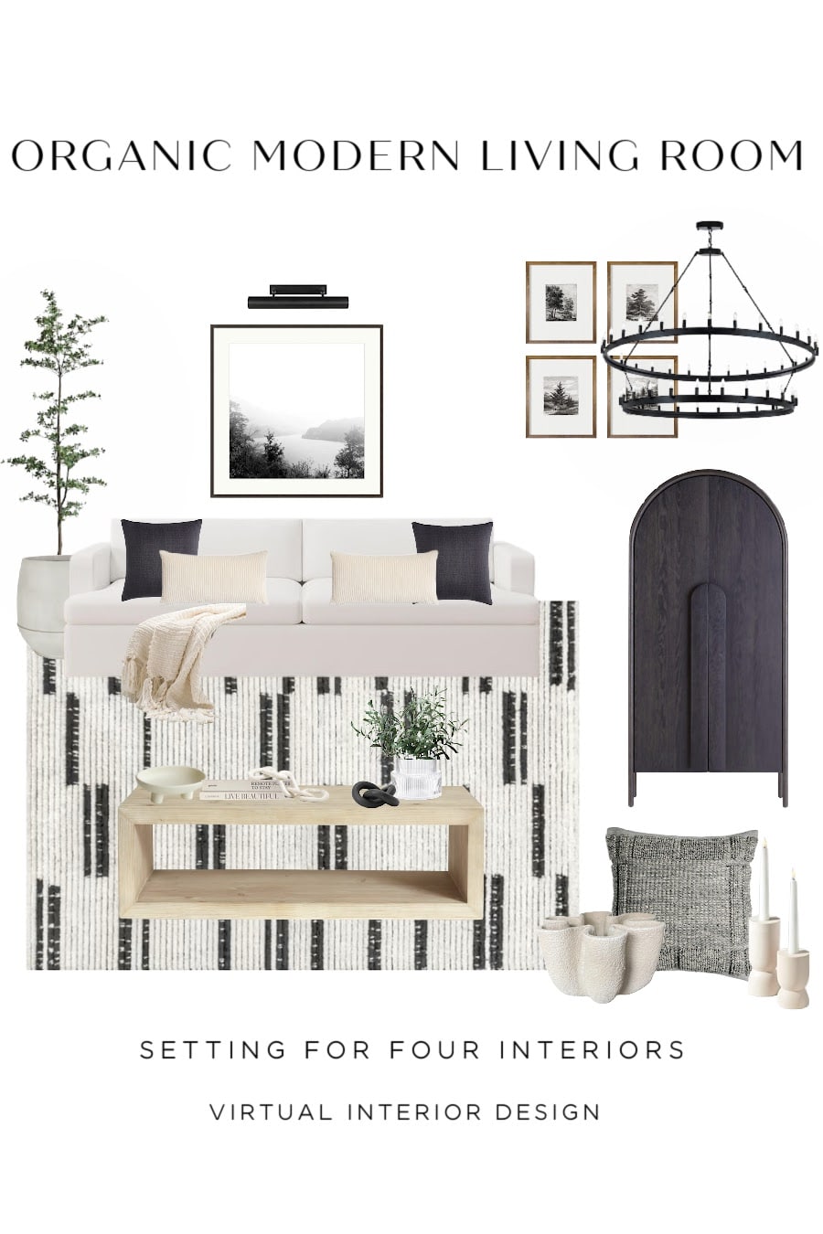 Neutral Living Room Moodboard and Decor Ideas. great room, family room, mood board, modern, transitional, virtual interior design services, Setting For Four Interiors Designer and True Color Expert