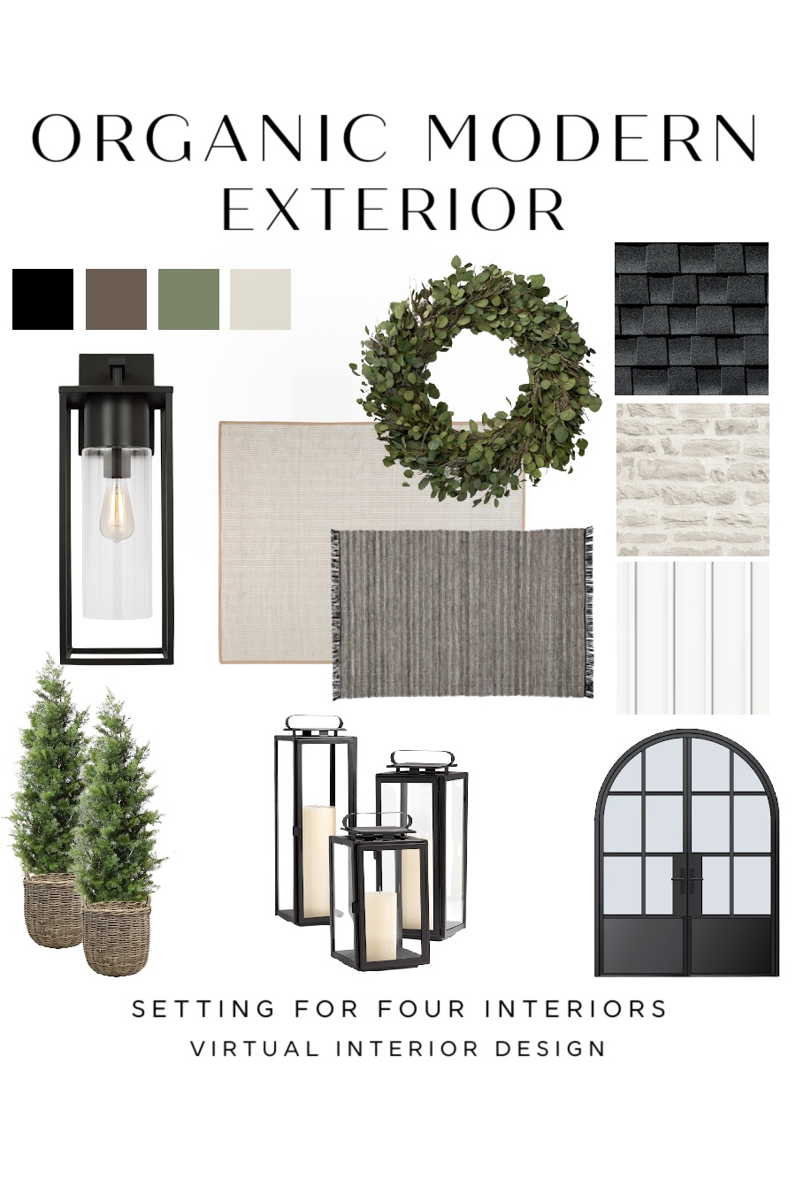 Neutral Exterior Moodboard and Decor Ideas. modern transitional, virtual interior design services, Setting For Four Interiors Designer and True Color Expert