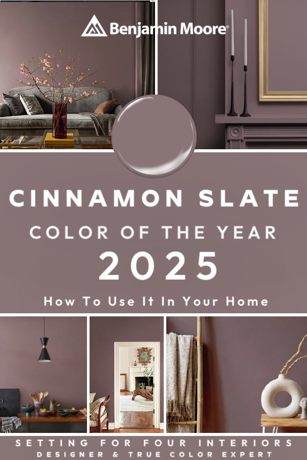 Benjamin Moore Cinnamon Slate Color Of The Year 2025. How to use it in your home and expert color advice from a Designer and True Color Expert®. Setting For Four Interiors. Virtual Interior Design Services