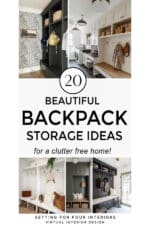 20 Beautiful Backpack storage ideas to declutter your home. Mudroom and entryway solutions. Tidy, organized home.