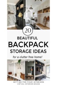 20 Beautiful Backpack storage ideas to declutter your home. Mudroom and entryway solutions. Tidy, organized home.