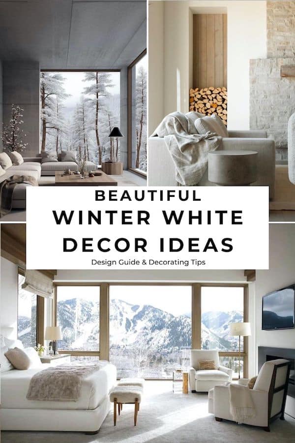 Winter white and neutral snowy home interior.