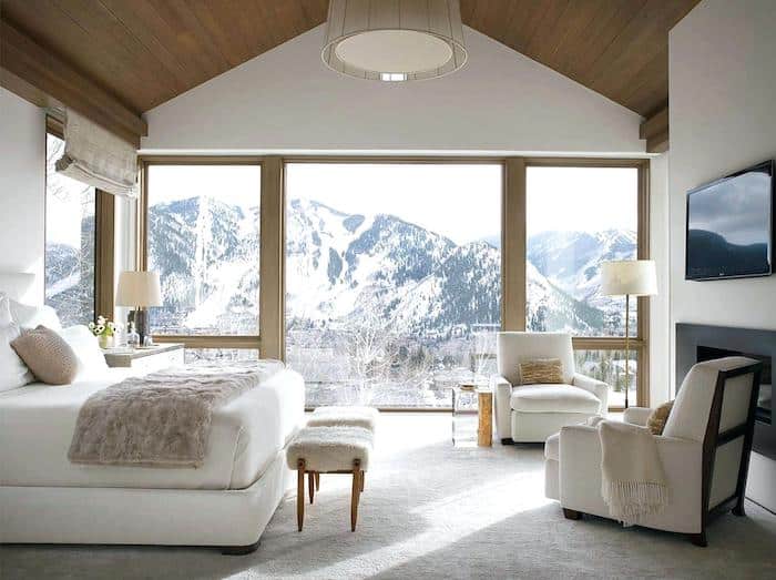 Winter White Bedroom Decor Ideas. Learn how to decorate your home with winter whites for a stylish designer look. color scheme, white wall paint color, white decor, white furniture, cozy, serene, calm, relaxing bedroom decorations, modern, minimal, cozy, transitional, mountain home, cabin, lodge decor ideas, luxury