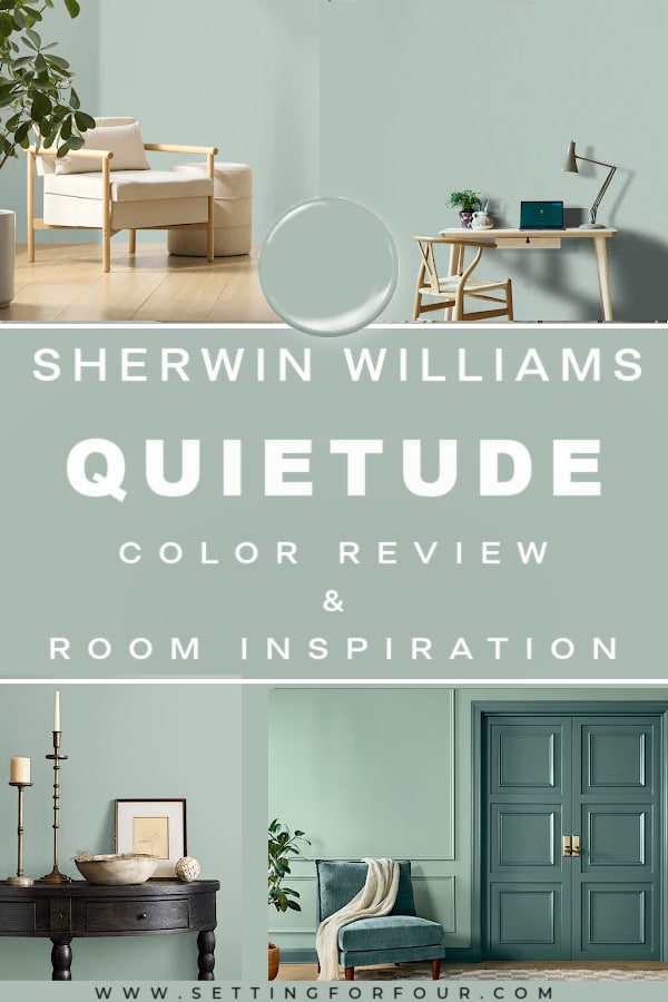 Sherwin Williams Quietude Paint Color Review and Room Inspiration from a True Color Expert®. Living room, bedroom, hallway, entryway, bathroom, laundry room paint color