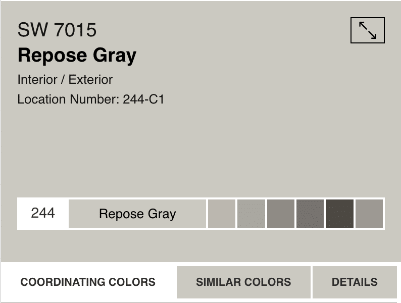 Sherwin Williams Repose Gray Coordinating Colors and Similar Colors From Light To Dark, painting ideas, greige, neutral, earthy color scheme
