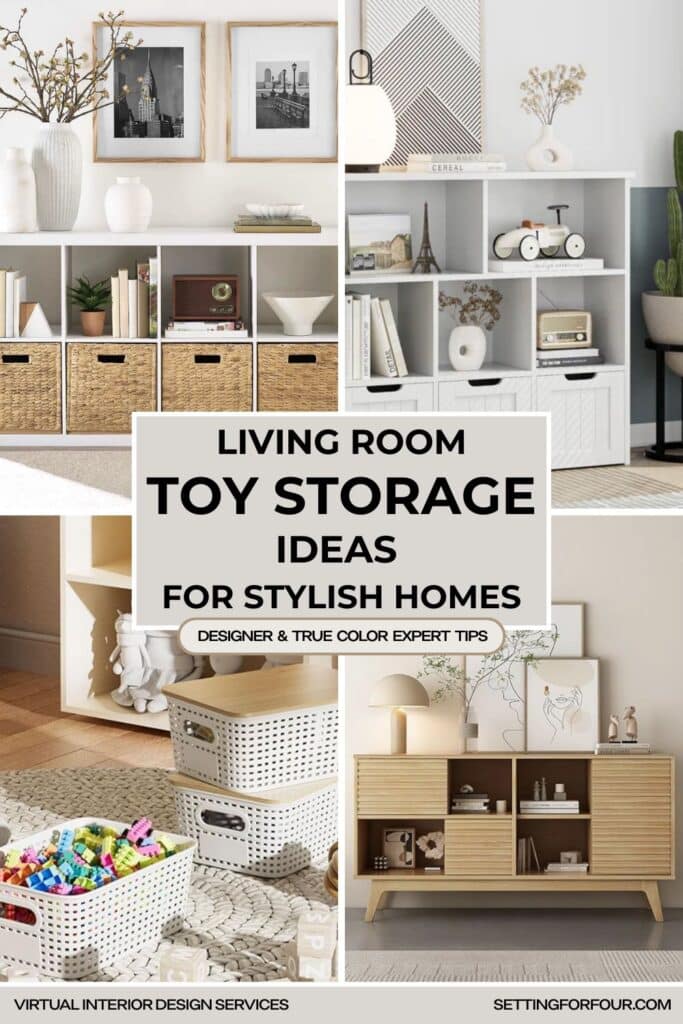 Living Room Toy Storage Ideas For Stylish Homes. simple, easy, kids toys organization and storage ideas for the living room, great room, declutter tips from a Designer and True Color Expert®, cozy, elegant home decor ideas, back to school organization