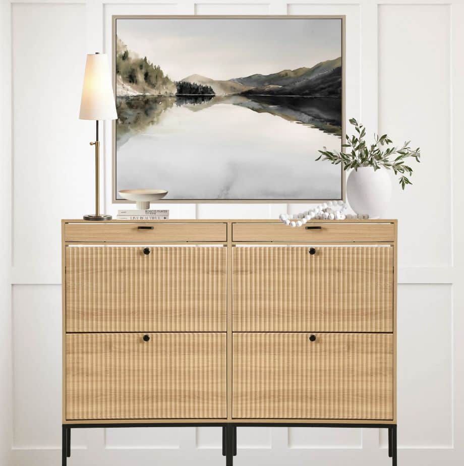 Chic Shoe Cabinet Storage Idea For Small Spaces, how to decorate a shoe cabinet designer tips, small living room, tiny home, entryway decor, decor ideas top of cabinet, living room storage and organization ideas, design tips for modern, transitional, farmhouse, minimalist, cabinet hack, back to school, busy family tips