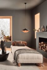 Sherwin Williams Urbane Bronze Living Room Color Palette Inspiration, earthy, brown, 2025 color trend, design trend, moody color scheme, wall color, painting ideas, color drenching, ceiling color, modern, transitional, farmhouse home inspiration, designer and true color expert tips.