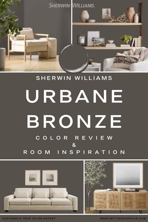 Sherwin Williams Urbane Bronze Paint Color Review, Undertones, Coordinating Colors and Room Inspiration. earthy, cozy, 2025 color trend, best dark paint colour idea, modern, transitional, traditional home decor ideas, neutral palette