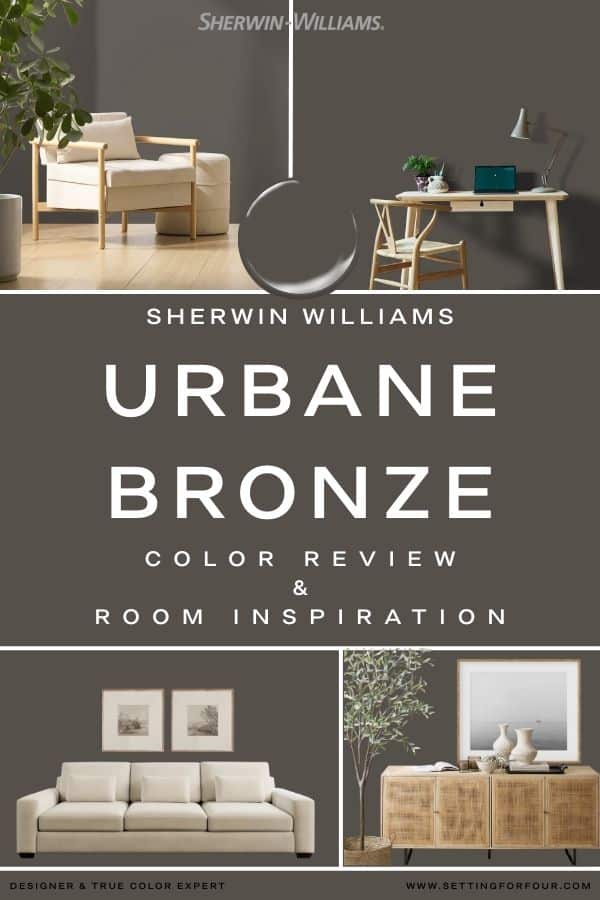Sherwin Williams Urbane Bronze Paint Color Review, Undertones, Coordinating Colors and Room Inspiration. earthy, cozy, 2025 color trend, best dark paint colour idea, modern, transitional, minimalist home decor ideas, neutral palette