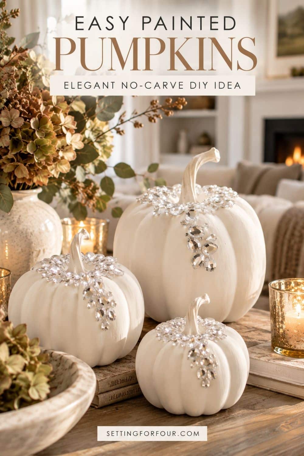 Easy painted pumpkins are the perfect DIY fall decor idea for a white pumpkin look
