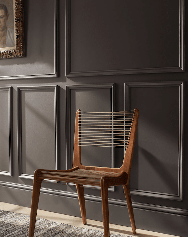 Benjamin Moore Silhouette - Hallway Color, wall molding, elegant, cozy, organic modern, minimalist, traditional, new home color palette, earthy, moody inspiration