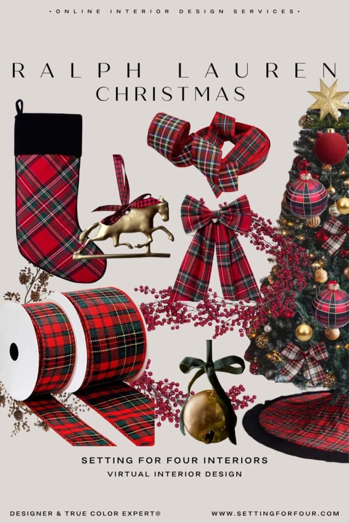 Ralph Lauren Christmas Tree Decor Ideas - the viral Christmas tree theme for 2025, cozy, red, blue, black, green, plaid, tartan, traditional, transitional, cheery, 2025 trend, Christmas stocking, Nordstrom, Wayfair, Amazon must haves