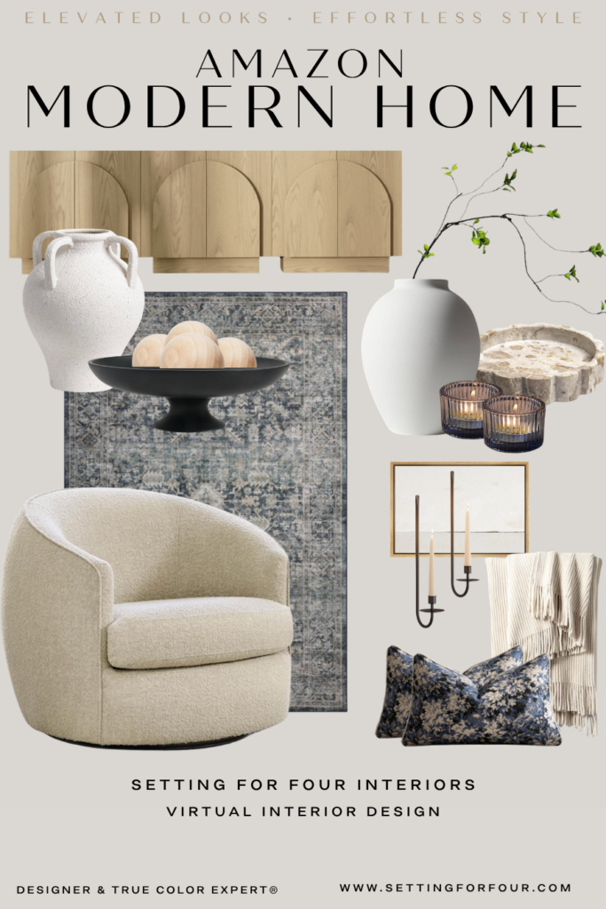 Looking for Amazon modern home decor ideas that create a high-end, designer look without the luxury price tag? I'm sharing my favorite Amazon home decor finds, including furniture, rugs, lighting, throw pillows, vases, wall decor, and accessories inspired by the timeless style of Restoration Hardware, Arhaus, Pottery Barn, and McGee & Co. As an Interior Designer and True Color Expert®, I'll show you how to mix textures, layer neutral colors, and choose designer-approved pieces that make your home feel warm, sophisticated, and beautifully curated. Save this pin for your next decorating project and discover the best Amazon home decor ideas for 2026.